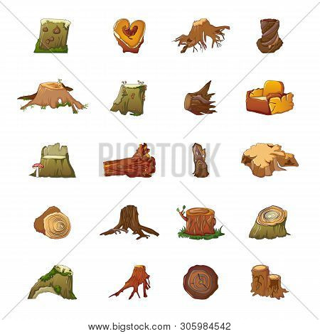 Stumps Icons Set. Cartoon Set Of Stumps Vector Icons For Web Design