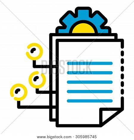 Gear Office Document Icon. Outline Gear Office Document Vector Icon For Web Design Isolated On White