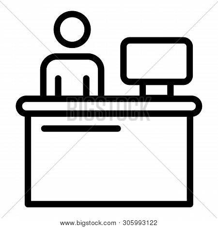 Admin Workplace Icon. Outline Admin Workplace Vector Icon For Web Design Isolated On White Backgroun
