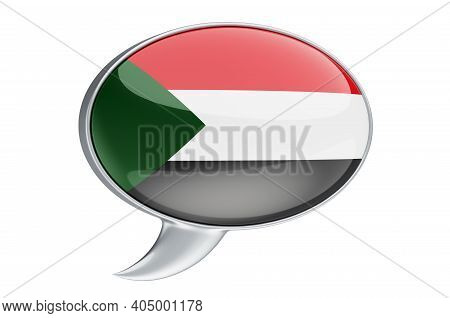 Speech Balloon With Sudanese Flag, 3d Rendering Isolated On White Background