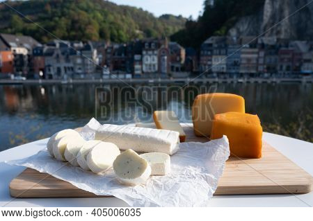 Cheese Collection, Tasty Belgian Abbey Cheeses Made With Brown Trappist Beer And Fine Herbs And View