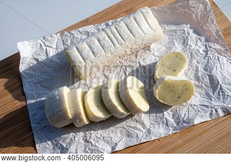 Belgian Abbey Cheese Fagotin In Pieces With Jam Served Outdoor, Wallonia, Belgium