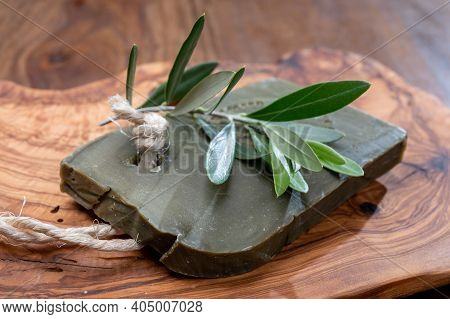 Block Of Handmade Bio Vegetal Natural Olives And Bay Leaf Soap