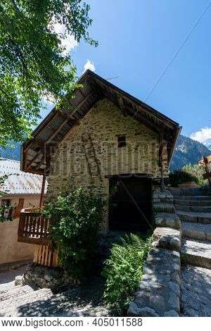 Small Medieval Village Venosc In French Alps, Ecrins Mountain Range, Isere, France