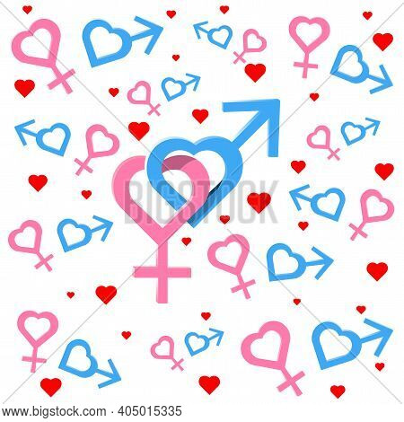 Gender Symbols. Vector Illustration In A Flat Style.