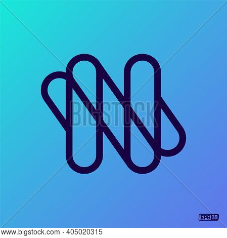 Modern Professional Logo Monograma N In Blue Theme
