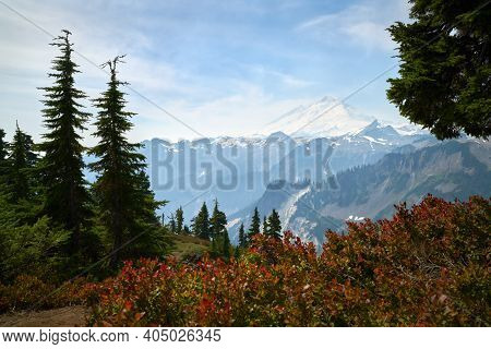 Mt Baker Whatcom County Washington Usa. The Peak Of Mt. Baker Seen From Artist Point. Washington, Us