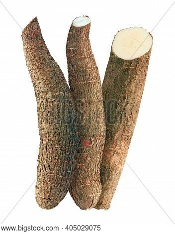 Single Object Of Cassava Isolated On White Background