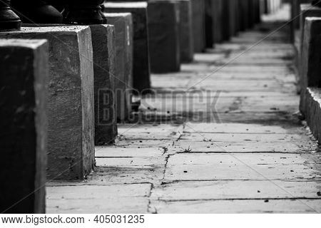 Path In A Temple To View The Idols(known As Lingams) Of God Shiva In A Temple, Kolar, India. Selecti