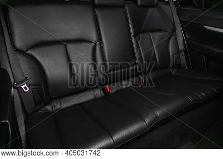 Novosibirsk, Russia - January 14 2021:  Subaru Outback, Comfort Car Inside. Clean Car Interior: Blac