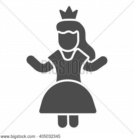 Princess In Carnival Dress Solid Icon, Fairytale Concept, Princess Sign On White Background, Queen W