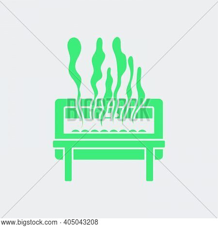 Chafing Dish Icon. Green On Gray Background. Vector Illustration.
