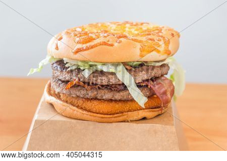 Pruszcz Gdanski, Poland - January 22, 2021: Double Mcdonald's Lumberjack Sandwich (polish: Kanapka D