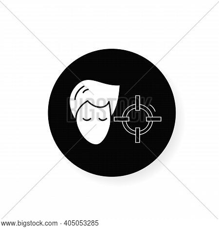 Attention Concentration Flat Glyph Icon. Person Head With Target. Silhouette Concept Of Concentratio