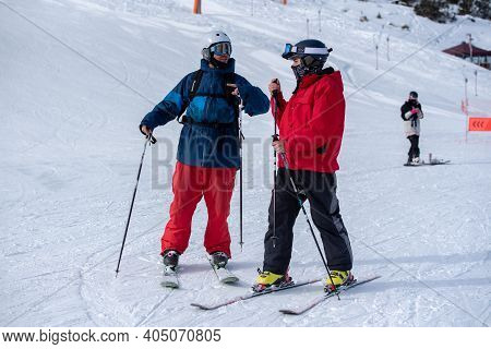 Grandvalira, Andorra: 2021 January 17: Skier At The Grandvalira Ski Resort In Andorra In Times Of Co