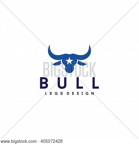 Western Bull Head Silhouette With Star Logo Design