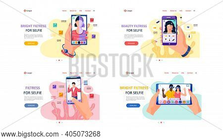 Bright Filters For Selfie Screen Interface Photo Frame In Social Media Application With Portrait Of 