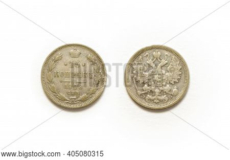 1906 Silver Coin Of Russia Isolated On White Background