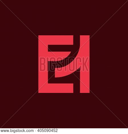Letter E1 Logo Template, Rectangle Shape Symbol, Red Color, Abstract Typography Illustration - Vecto