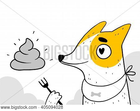 The Funny Dog Loves To Pick Up And Eat Poop. The Problem Of Puppy Training And Bad Behavior