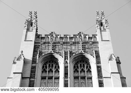 Brown Memorial Tower Of Union Theological Seminary In New York. Morningside Heights Landmark.