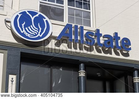Noblesville - Circa January 2021: Allstate Insurance Office. The Allstate Corporation Is The Second 