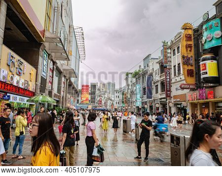 Guangzhou/china-26 Aug 2019:unacquainted People Walking On Shangxiajiu Walking Street At Guangzhou C