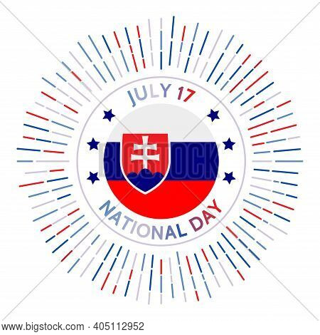 Slovakia National Day Badge. Declaration Of Independence In 1992. Celebrated On July 17.