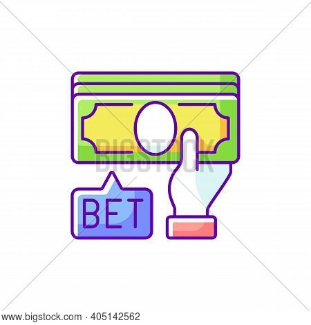 Placing Bet Rgb Color Icon. Gambling Act. Betting Money On Sport Events. Making Wager On Outcome. Pr