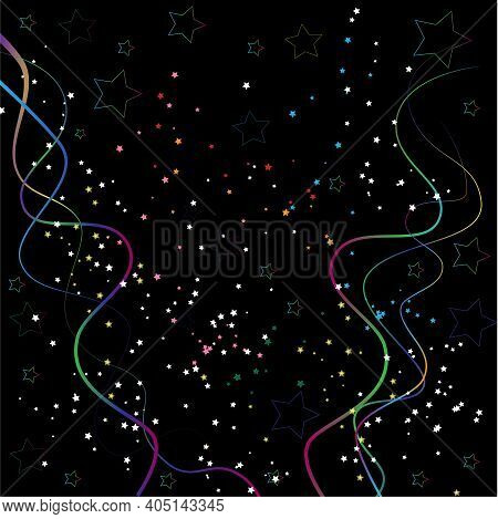 Abstract Colorful Backgroung With Wava Ans Stars Vector Illustration