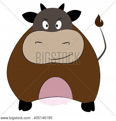 Simple Image Of A Cow In A Flat Style. Vector