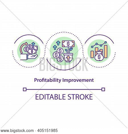 Profitability Improvement Concept Icon. Increasing Amount Of Money Received For Product Or Service. 