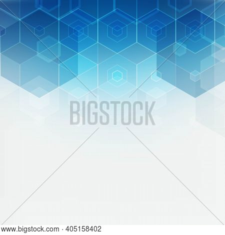 Hexagon Blue Background. Abstract Template For Presentation, Flyer Design. M Aket For Banner, Certif