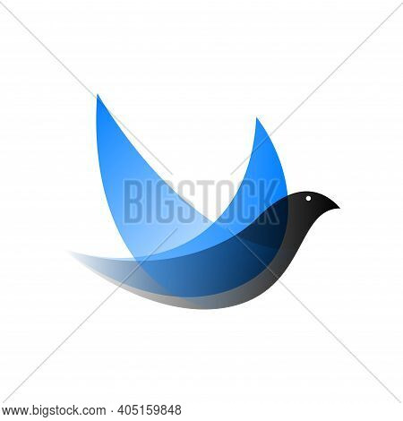 Vector Bird In Gradient Style. Digital Art