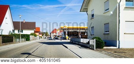 Schiltach, Germany - Oct 7, 2018: View Image View Over The Large Long Street In German Village With 
