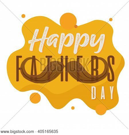Isolated Mostache Happy Fathers Day Yellow Icon- Vector