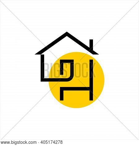 Home Furnishing Logo Design Line Art. Property Interior Care Vector Template Real Estate Business Id