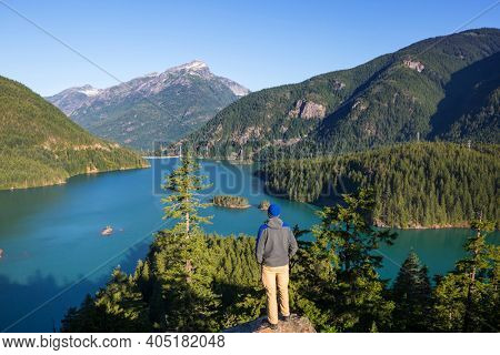 Diablo Lake in North Cascades National Park, Washington, USA. Beautiful natural landscapes