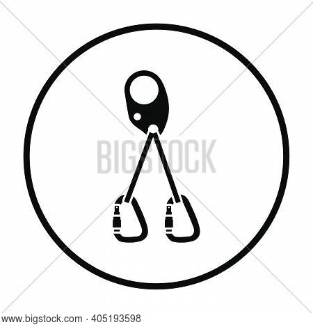 Alpinist Self Rescue System Icon. Thin Circle Stencil Design. Vector Illustration.
