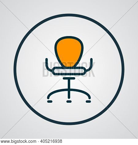 Ergonomic Armchair Icon Colored Line Symbol. Premium Quality Isolated Office Chair Element In Trendy