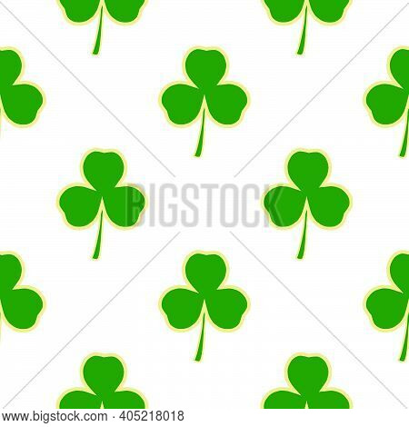 Illustration On Theme Irish Holiday St Patrick Day, Seamless Green Shamrock Clover. Pattern St Patri