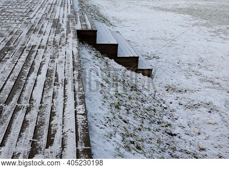 Wooden Stairs By The Terrace Or Theater Outdoor Podium Classroom Outdoor School Lessons In Coronavir