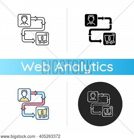 Customer Journey Map Icon. Consumer Responses During All Stages Of Consumption Processes. Customer E