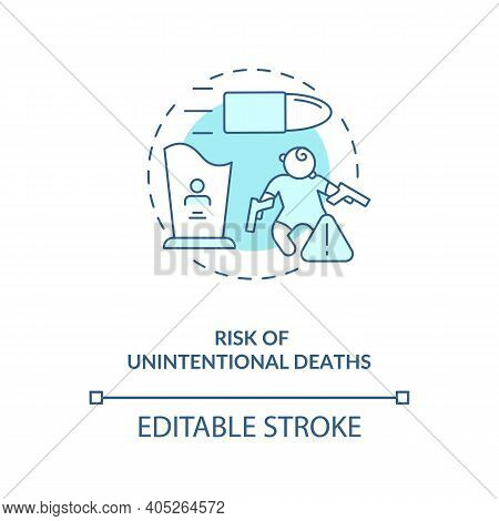 Risk Of Unintentional Deaths Turquoise Concept Icon. Firearm Regulation. Safety For Handgun. Gun Con