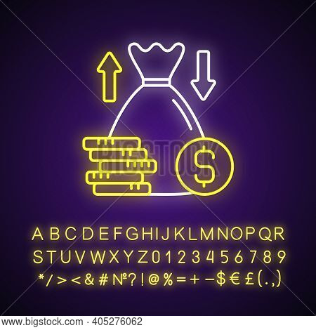 Over And Under Bet Neon Light Icon. Predicting Wager. Higher And Lower Bettor Number. Outer Glowing 