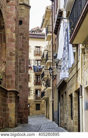 Town Of Getaria. It Is A Coastal Town Located In The Province Of Gipuzkoa, Basque Country, In The No