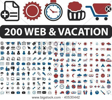 200 web & 度假的图标集，矢量