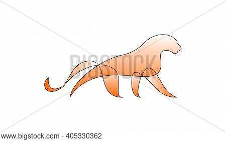 Vector Puma In Gradient Style. Digital Art