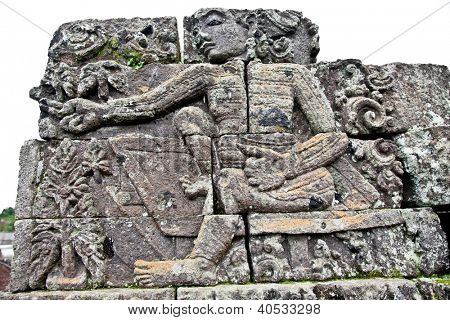  Stone craft v Candi Jago chrám a památník krále Singosari nedaleko od Malang, Východní Jáva, Indonesi