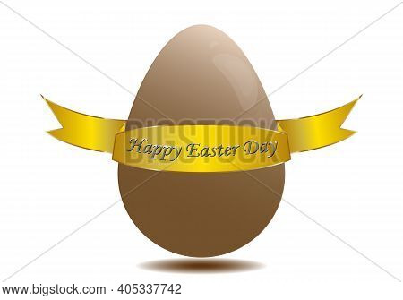 Vector Illustration, Chocolate Easter Egg Isolated On White Background